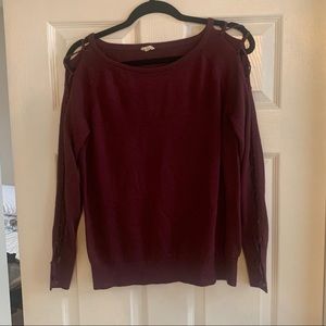 Garage | burgundy lace up sleeve sweater